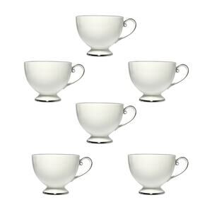 Mikasa “Cameo Platinum” Set of 6 Bone China Teacups 3” 8oz (No Saucers)